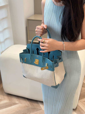 Hermes Birkin Tote Bag Swift leather with canvas 286019 - Gold / 25cm - View 2
