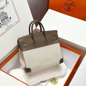 Hermes Birkin Tote Bag Swift leather with canvas 286020 - Gold / 25cm - View 11