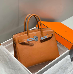 Hermes Birkin Tote Bag Togo Leather 28602 Orange Silver - 25cm - View 3