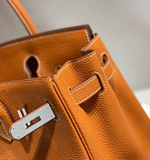 Hermes Birkin Tote Bag Togo Leather 28602 Orange Silver - 25cm - View 6