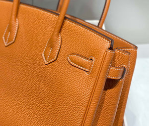 Hermes Birkin Tote Bag Togo Leather 28602 Orange Silver - 25cm - View 8