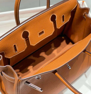 Hermes Birkin Tote Bag Togo Leather 28602 Orange Silver - 25cm - View 9