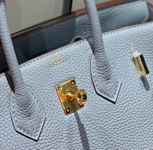 Hermes Birkin Tote Bag Togo Leather 28608 Linen blue - 25cm - View 6
