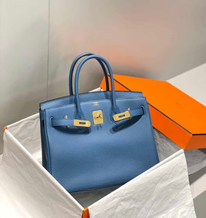 Hermes Birkin Tote Bag Togo Leather 28609 Agate Blue - 25cm - View 3
