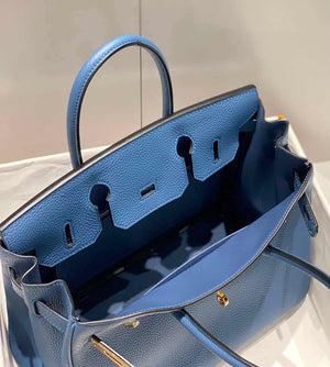 Hermes Birkin Tote Bag Togo Leather 28609 Agate Blue - 25cm - View 9