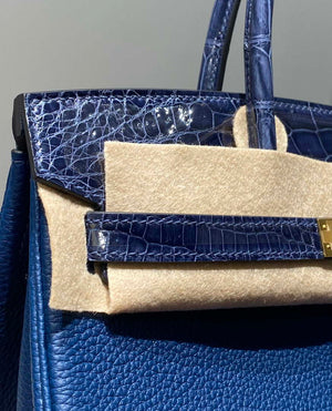 Hermes Birkin Tote Bag Togo Leather With High Gloss Nile Crocodile Emerald H28811 - Default Title - View 5