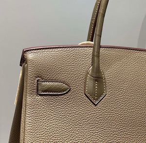 Hermes Birkin Tote Bag Togo Leather With High Gloss Nile Crocodile Emerald H28812 - Default Title - View 4