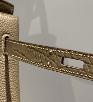 Hermes Birkin Tote Bag Togo Leather With High Gloss Nile Crocodile Emerald H28812 - Default Title - View 5