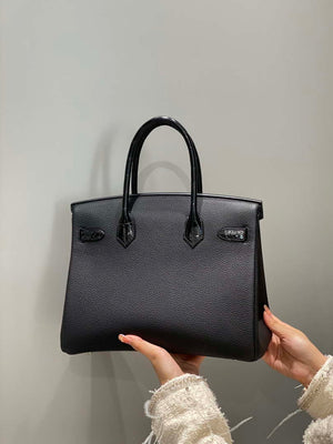 Hermes Birkin Tote Bag Togo Leather With High Gloss Nile Crocodile Emerald H28813 - Default Title - View 2