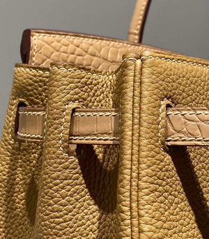 Hermes Birkin Tote Bag Togo Leather With High Gloss Nile Crocodile Emerald H28816 - Default Title - View 6