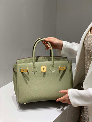 Hermes Birkin Tote Bag Togo Leather With High Gloss Nile Crocodile Emerald H28818 - Default Title - View 3