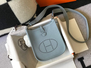 Hermes Evelyne Bag Designer Hermes Mini Crossbody Real Bag 20431 Light Blue - Default Title - View 1
