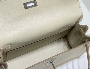 Hermes Evercolor Kelly Danse II 22cm Leather Crossbody Bag H20367 White Silver - Default Title - View 9