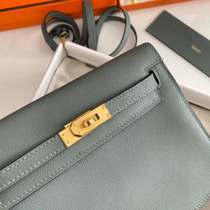 Hermes Evercolor Kelly Danse II 22cm Leather Crossbody Bag H20368 Gray - Default Title - View 3