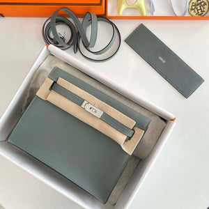 Hermes Evercolor Kelly Danse II 22cm Leather Crossbody Bag H20369 Gray Silver - Default Title - View 1