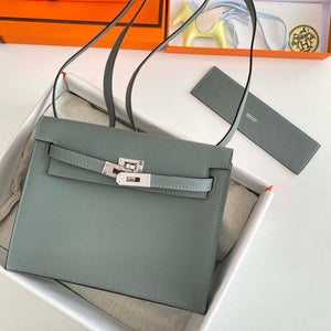 Hermes Evercolor Kelly Danse II 22cm Leather Crossbody Bag H20369 Gray Silver - Default Title - View 4