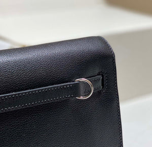 Hermes Evercolor Kelly Danse II 22cm Leather Crossbody Bag H20371 Black Silver - Default Title - View 7