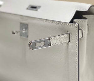 Hermes Evercolor Kelly Danse II 22cm Leather Crossbody Bag H20373 Light Gray Silver - Default Title - View 6