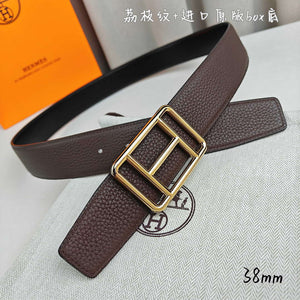 Hermes H066050CP2K H au Carre belt buckle & Reversible leather strap 38 mm H88006 - '--Please Select-- / Gold - View 3