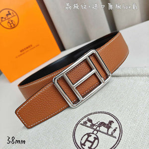 Hermes H066050CP2K H au Carre belt buckle & Reversible leather strap 38 mm H88009 - Gold / '--Please Select-- - View 6