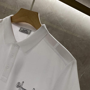 Hermes H072325 H Embroidered Buttoned Polo Shirt H55325 - M - View 5