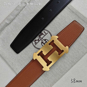 Hermes H077971CAVG085 H belt buckle & Reversible leather strap 38 mm H88023 - Gold / '--Please Select-- - View 7