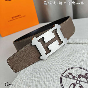 Hermes H077971CAVG085 H belt buckle & Reversible leather strap 38 mm H88025 - Gold / '--Please Select-- - View 6