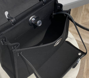 Hermes H082835CKAC Herbag Zip 31 Bag in Black Hunter Leather and Canvas H60028 - Default Title - View 9