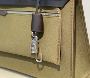 Hermes H082835CKAC Herbag Zip 31 Bag in Black Hunter Leather and Canvas H60032 - Default Title - View 8