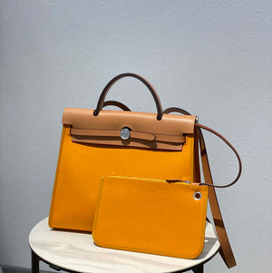 Hermes H082835CKAC Herbag Zip 31 Bag in Black Hunter Leather and Canvas H60037 - Default Title - View 3