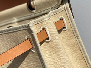 Hermes H082835CKAC Herbag Zip 31 Bag in Black Hunter Leather and Canvas H60038 - Default Title - View 7