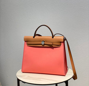Hermes H082835CKAC Herbag Zip 31 Bag in Black Hunter Leather and Canvas H60041 - Default Title - View 3