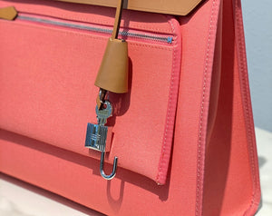 Hermes H082835CKAC Herbag Zip 31 Bag in Black Hunter Leather and Canvas H60041 - Default Title - View 8