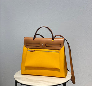 Hermes H082835CKAC Herbag Zip 31 Bag in Black Hunter Leather and Canvas H60042 - Default Title - View 2