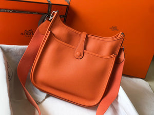 Hermes H083435 Evelyne III 29 Shoulder Bag Silver Hardware Orange - Default Title - View 3