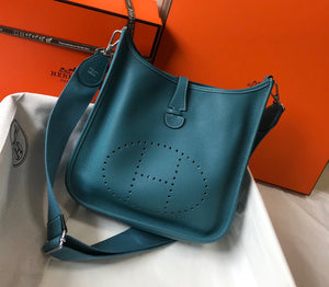 Hermes H083435 Evelyne III 29 Shoulder Bag Silver Hardware Blue - Default Title - View 1
