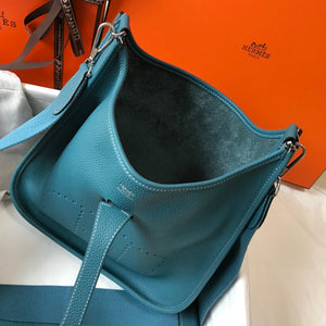 Hermes H083435 Evelyne III 29 Shoulder Bag Silver Hardware Blue - Default Title - View 9