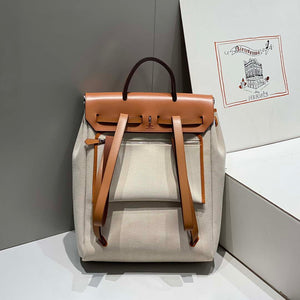 Hermes H084076CKAD A Dos Zip Retourne Herbag Backpack Toile Vache Hunter Ebene H60065 - Default Title - View 3