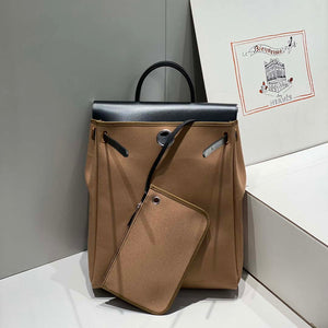 Hermes H084076CKAD A Dos Zip Retourne Herbag Backpack Toile Vache Hunter Ebene H60067 - Default Title - View 4