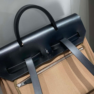 Hermes H084076CKAD A Dos Zip Retourne Herbag Backpack Toile Vache Hunter Ebene H60067 - Default Title - View 6