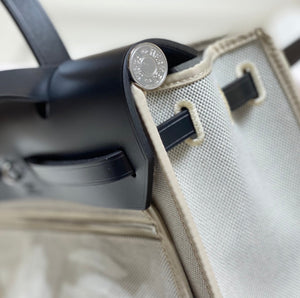 Hermes H084076CKAD Herbag Zip 31 Bag in Black Hunter Leather and Canvas H60048 - Default Title - View 5