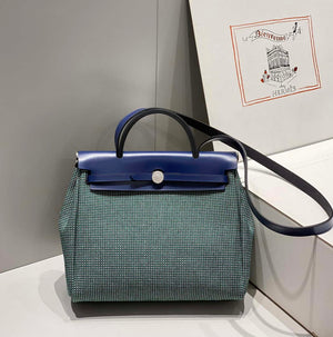 Hermes H084076CKAD Herbag Zip 31 Bag in Black Hunter Leather and Canvas H60057 - Default Title - View 3