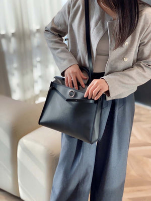 Hermes H084076CKAD Herbag Zip 31 Bag in Black Hunter Leather and Canvas H60058 - Default Title - View 15