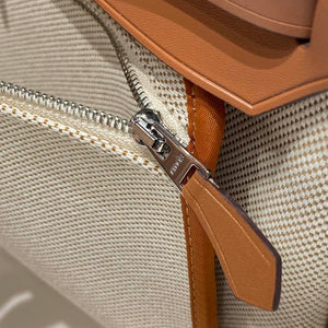 Hermes H084076CKAD Herbag Zip 31 Bag in Brown Hunter Leather and Canvas H60061 - Default Title - View 8