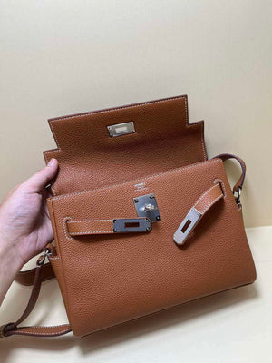 Hermes H084109CK25 Kelly Messager Shoulder Togo 25 bags Brown Silver - Default Title - View 7