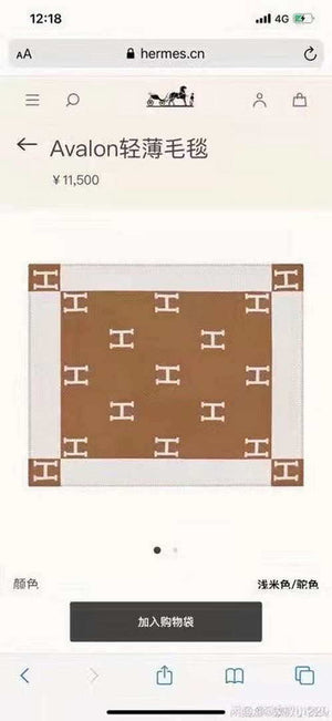 Hermes H102668 Avalon Rocabar Cashmere Blanket 299234 Beige and Brown - Default Title - View 3