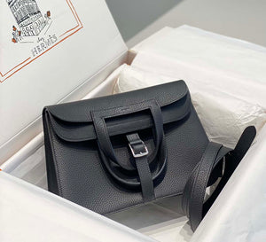 Hermes halzan 25 clemence stamp B Black Silver H98801 - Default Title - View 1