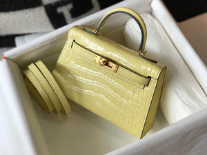 Hermes Kelly Bag Designer Hermes 19CM Shoulder Mini Bag Yellow 20451 - Default Title - View 4