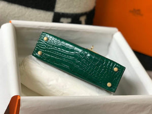 Hermes Kelly Bag Designer Hermes 19CM Shoulder Mini Bag Green 20452 - Default Title - View 5