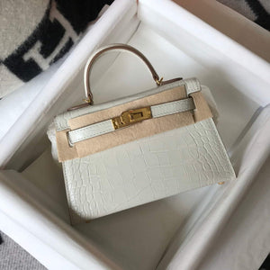Hermes Kelly Bag Designer Hermes 19CM Shoulder Mini Bag Beige 20453 - Default Title - View 1